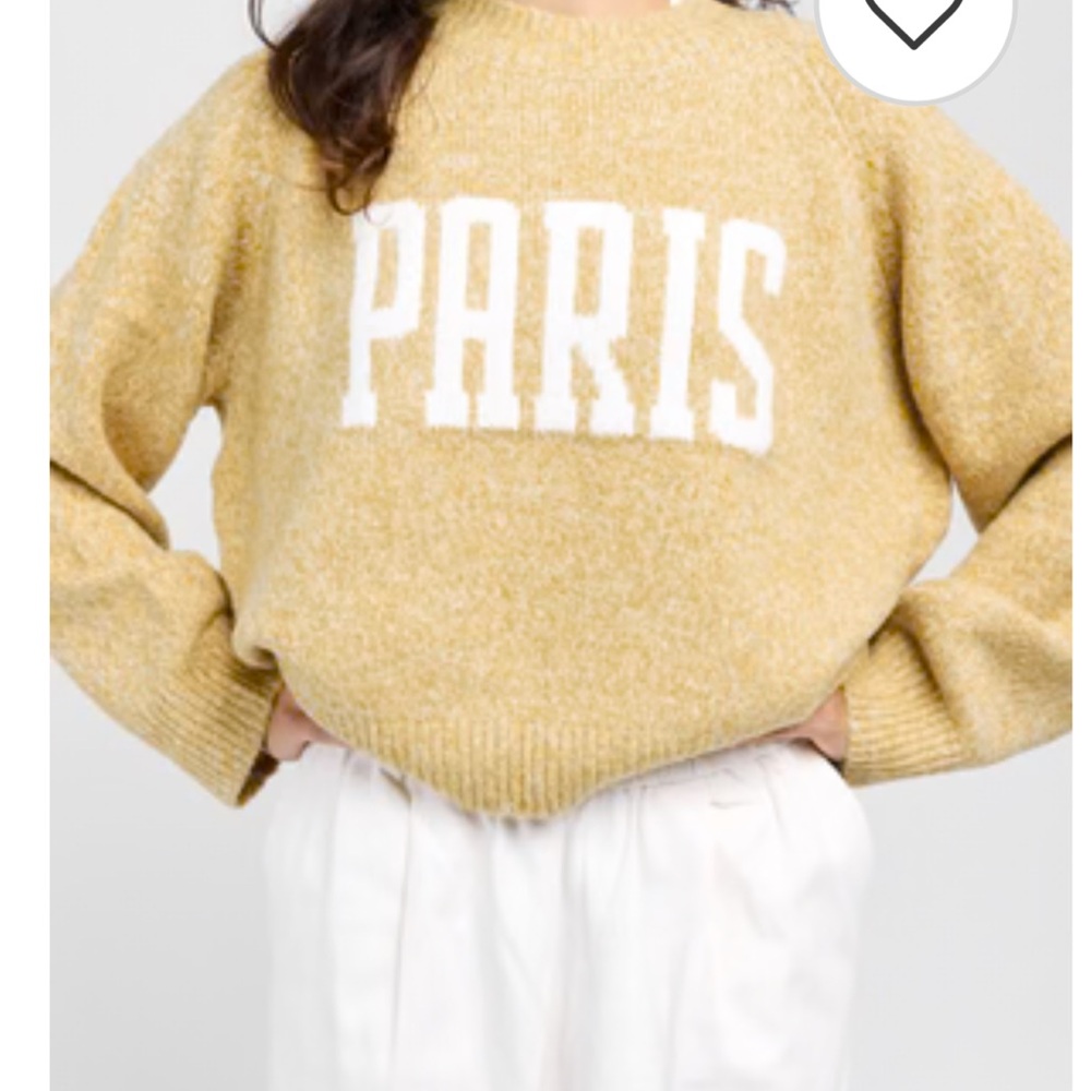 Kariella Paris Sweater Mustard Yellow Graphic Pullover Size Large
